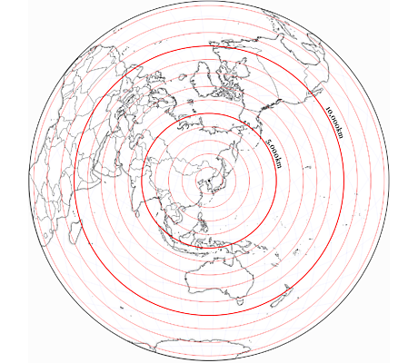 Distances from North Korea